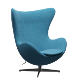 3316 Egg™ Sessel, Gestell in Schwarz von Arne Jacobsen - Hallingdal - 840 Weiß/Türkis - Jacobsen Plus