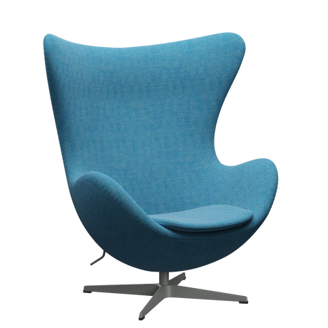 3316 Ægget loungestol, stel i silver grey af Arne Jacobsen - Hallingdal - 840 White/Turquise - Jacobsen Plus