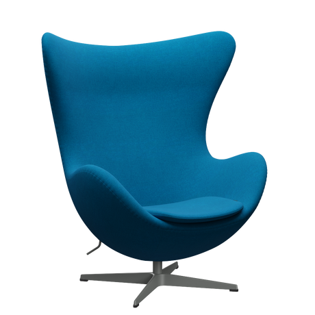 3316 Ægget loungestol, stel i silver grey af Arne Jacobsen - Hallingdal - 850 Turqoise - Jacobsen Plus