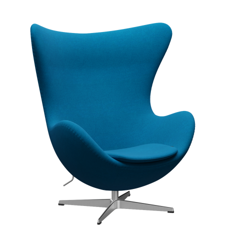 3316 Ægget loungestol, stel i børstet aluminium af Arne Jacobsen - Hallingdal - 850 Turqoise - Jacobsen Plus