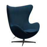 3316 Egg™ Sessel, Gestell in Schwarz von Arne Jacobsen - Hallingdal - 890 Blau/Grün - Jacobsen Plus