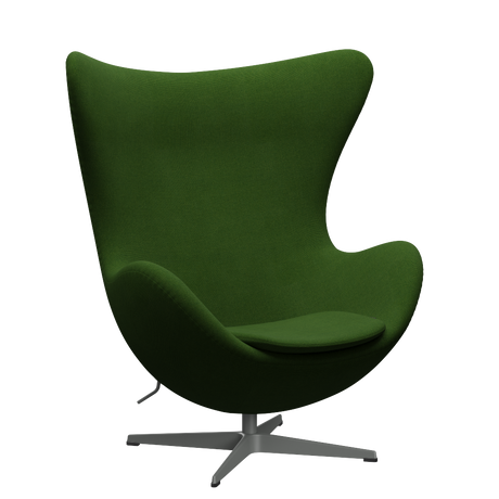 3316 Ægget loungestol, stel i silver grey af Arne Jacobsen - Hallingdal - 960 Grass Green - Jacobsen Plus