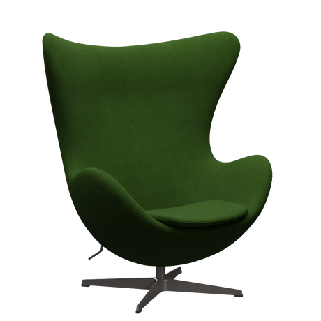 3316 Ægget loungestol, stel i warm graphite af Arne Jacobsen - Hallingdal - 960 Grass Green - Jacobsen Plus