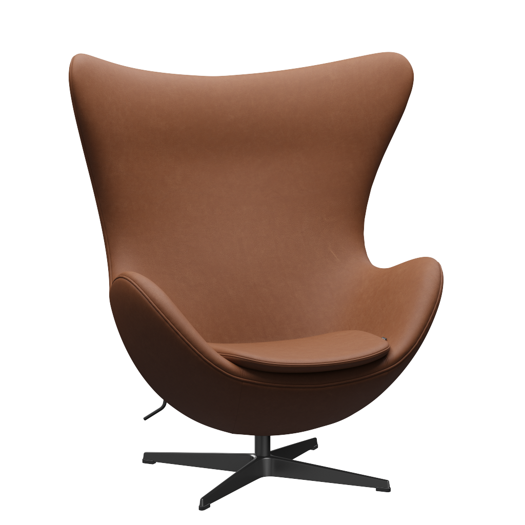 3316 Egg™ Sessel, Gestell in Schwarz von Arne Jacobsen - Haze Leder - Walnuss - Jacobsen Plus