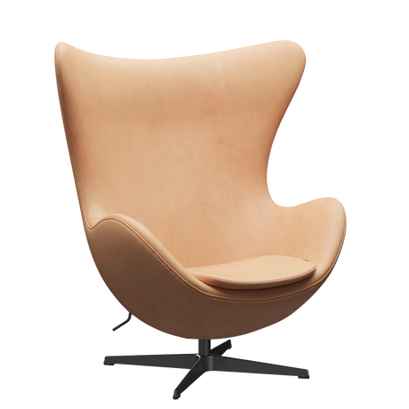 3316 Ægget loungestol, stel i sort af Arne Jacobsen - Natural læder - Jacobsen Plus