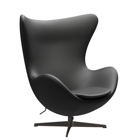 3316 Ægget loungestol, stel i brown bronze af Arne Jacobsen - Essential læder - Black - Jacobsen Plus