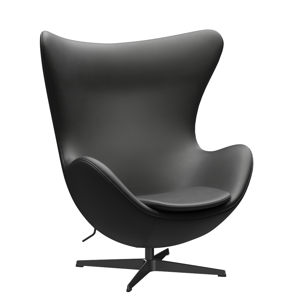 3316 Egg™ Sessel, Gestell in Schwarz von Arne Jacobsen - Essential Leder - Schwarz - Jacobsen Plus