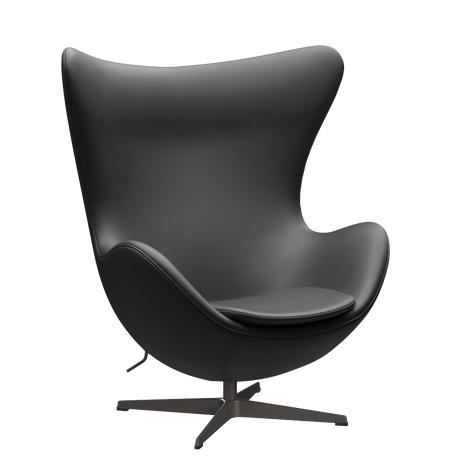 3316 Ægget loungestol, stel i warm graphite af Arne Jacobsen - Essential læder - Black - Jacobsen Plus