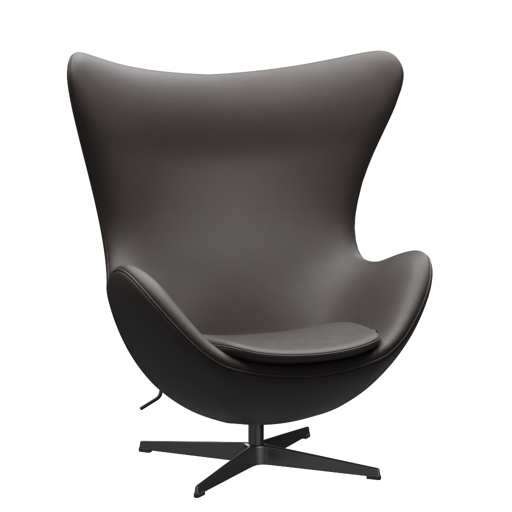 3316 Egg™ Sessel, Gestell in Schwarz von Arne Jacobsen - Essential Leder - Dunkelbraun - Jacobsen Plus