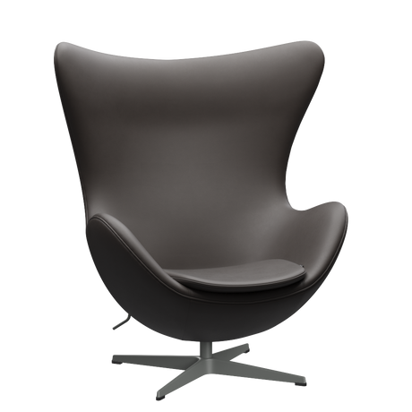 3316 Ægget loungestol, stel i silver grey af Arne Jacobsen - Essential læder - Dark Brown - Jacobsen Plus