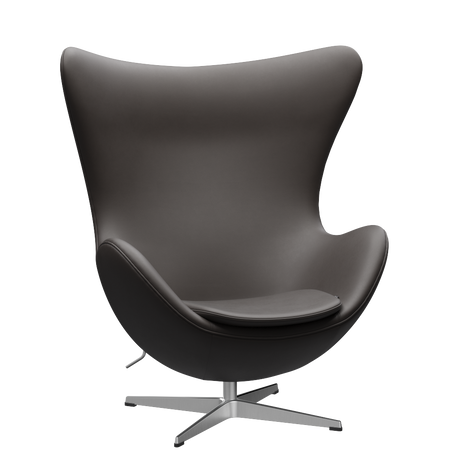 3316 Ægget loungestol, stel i børstet aluminium af Arne Jacobsen - Essential læder - Dark Brown - Jacobsen Plus