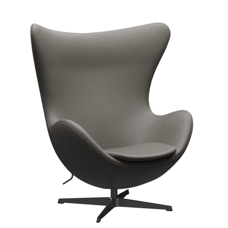 3316 Ægget loungestol, stel i sort af Arne Jacobsen - Essential læder - Lava - Jacobsen Plus