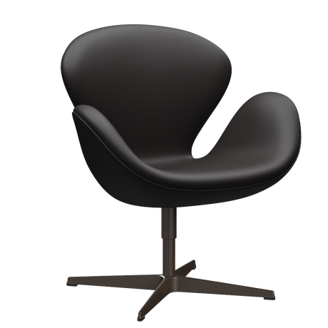 3320 Svanen Lounge-Sessel, Gestell in Braunbronze von Arne Jacobsen - Aura Leder - Black Brown - Jacobsen Plus