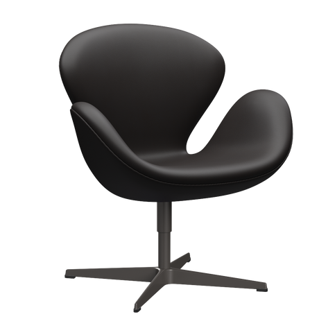3320 Svanen Lounge-Sessel, Gestell in warmem Graphit von Arne Jacobsen - Aura Leder - Black Brown - Jacobsen Plus