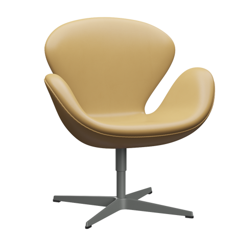 3320 Swan™ Sessel Lounge-Sessel, Gestell in Silbergrau von Arne Jacobsen - Aura Leder - Black Brown - Jacobsen Plus