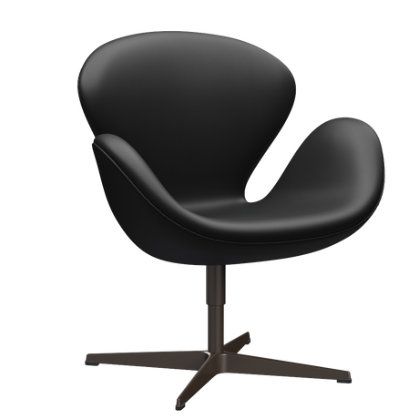 3320 Svanen Lounge-Sessel, Gestell in Braunbronze von Arne Jacobsen - Aura Leder - Black Brown - Jacobsen Plus