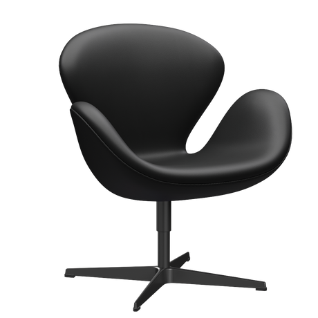 3320 Svanen Lounge-Sessel, Gestell in Schwarz von Arne Jacobsen - Aura Leder - Black Brown - Jacobsen Plus