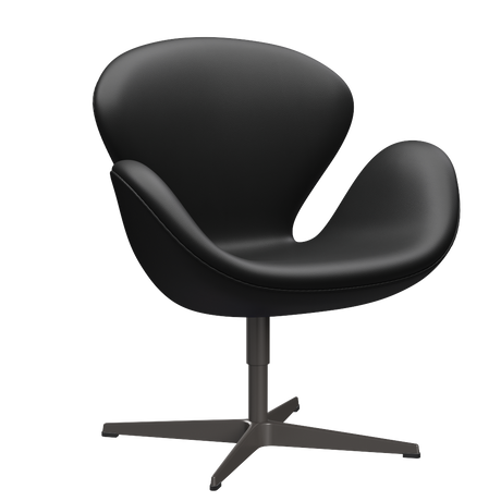 3320 Svanen Lounge-Sessel, Gestell in warmem Graphit von Arne Jacobsen - Aura Leder - Black Brown - Jacobsen Plus