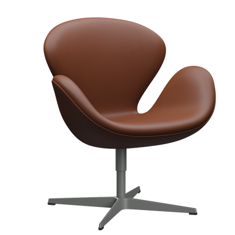 3320 Swan™ Sessel Lounge-Sessel, Gestell in Silbergrau von Arne Jacobsen - Aura Leder - Black Brown - Jacobsen Plus