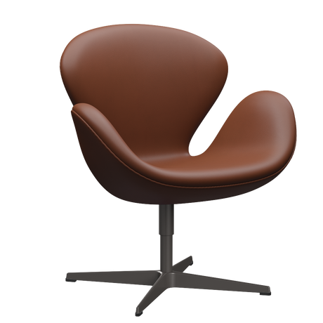 3320 Svanen Lounge-Sessel, Gestell in warmem Graphit von Arne Jacobsen - Aura Leder - Black Brown - Jacobsen Plus