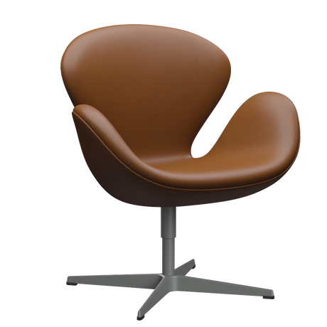 3320 Swan™ Sessel Lounge-Sessel, Gestell in Silbergrau von Arne Jacobsen - Aura Leder - Black Brown - Jacobsen Plus