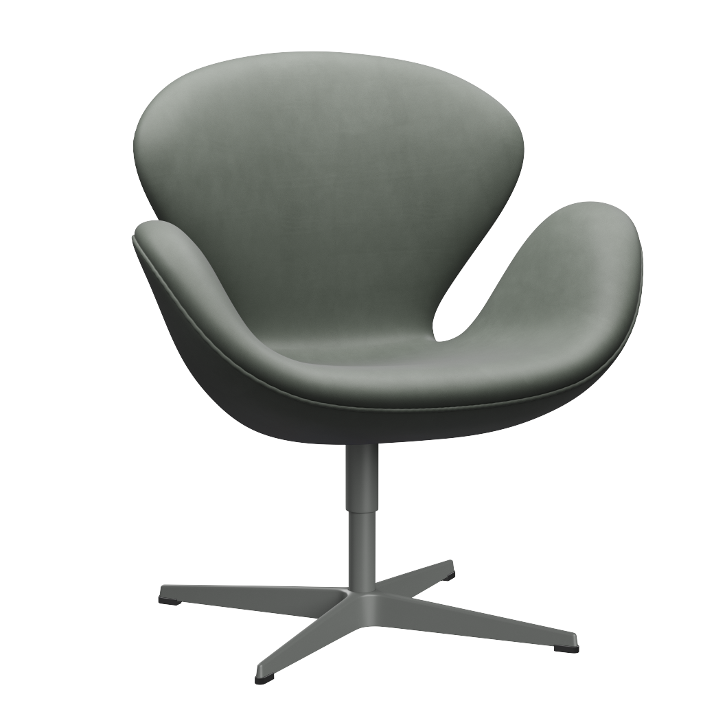 3320 Svanen loungestol, stel i silver grey af Arne Jacobsen - Grace Leder - Concrete Grey - Jacobsen Plus