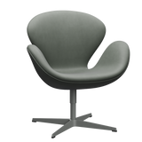 3320 Svanen loungestol, stel i silver grey af Arne Jacobsen - Grace Leder - Concrete Grey - Jacobsen Plus