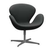 3320 Svanen loungestol, stel i silver grey af Arne Jacobsen - Haze Leder - Anthracite - Jacobsen Plus