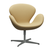 3320 Svanen loungestol, stel i silver grey af Arne Jacobsen - Haze Leder - Beige - Jacobsen Plus