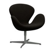 3320 Svanen loungestol, stel i silver grey af Arne Jacobsen - Hallingdal - 390 Dark Brown - Jacobsen Plus