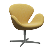 3320 Svanen loungestol, stel i silver grey af Arne Jacobsen - Hallingdal - 407 Yellow/White - Jacobsen Plus