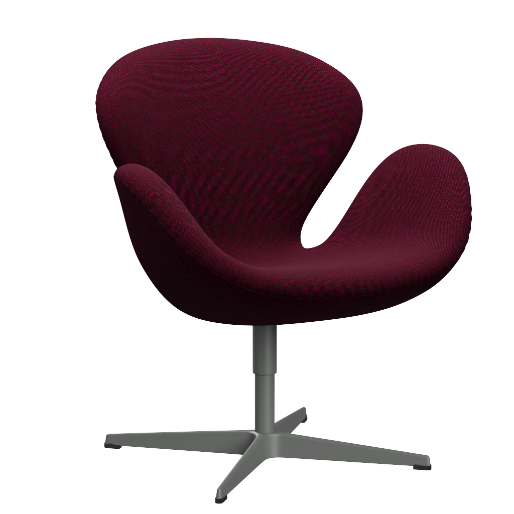 3320 Svanen loungestol, stel i silver grey af Arne Jacobsen - Hallingdal - 573 Wine Red/Purple - Jacobsen Plus