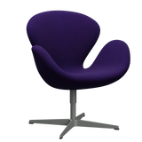 3320 Svanen loungestol, stel i silver grey af Arne Jacobsen - Hallingdal - 702 Purple - Jacobsen Plus