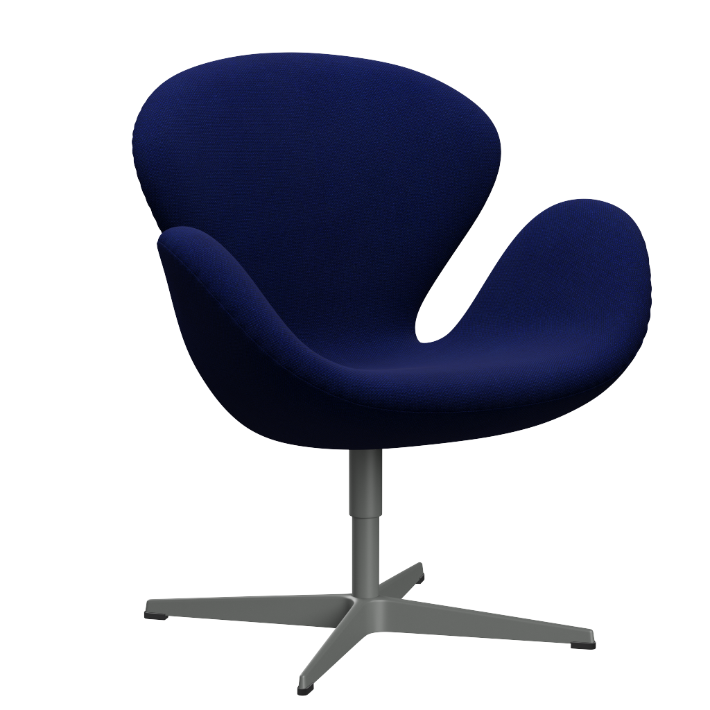 3320 Svanen loungestol, stel i silver grey af Arne Jacobsen - Hallingdal - 773 Dark Blue - Jacobsen Plus