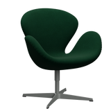 3320 Svanen loungestol, stel i silver grey af Arne Jacobsen - Hallingdal - 944 Glass Green - Jacobsen Plus