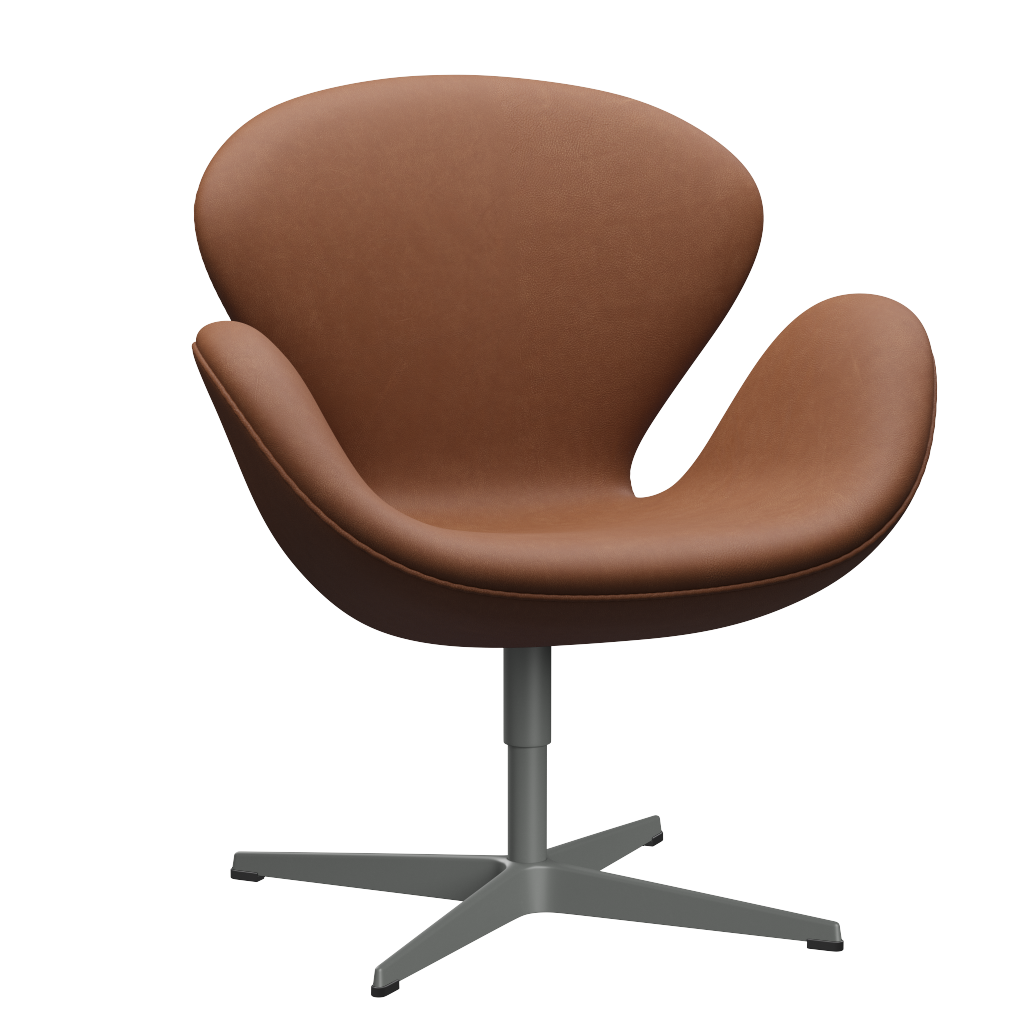 3320 Svanen loungestol, stel i silver grey af Arne Jacobsen - Haze Leder - Walnut - Jacobsen Plus