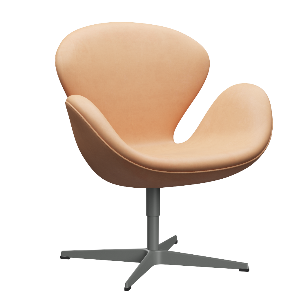 3320 Svanen loungestol, stel i silver grey af Arne Jacobsen - Natural Leder - Jacobsen Plus