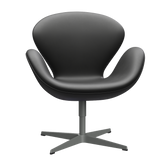 3320 Svanen loungestol, stel i silver grey af Arne Jacobsen - Essential Leder - Black - Jacobsen Plus