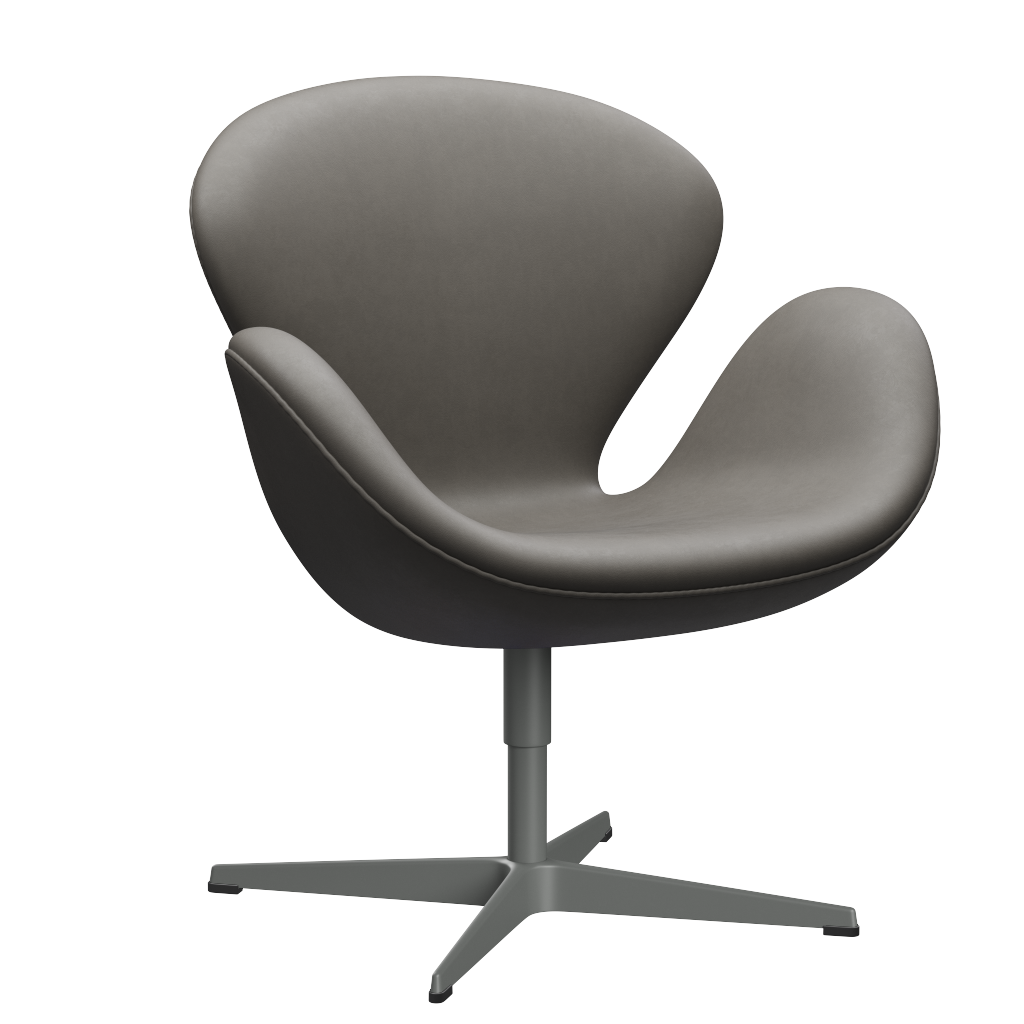 3320 Svanen loungestol, stel i silver grey af Arne Jacobsen - Essential Leder - Lava - Jacobsen Plus