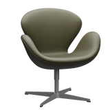 3320 Svanen loungestol, stel i silver grey af Arne Jacobsen - Essential Leder - Moss Green - Jacobsen Plus