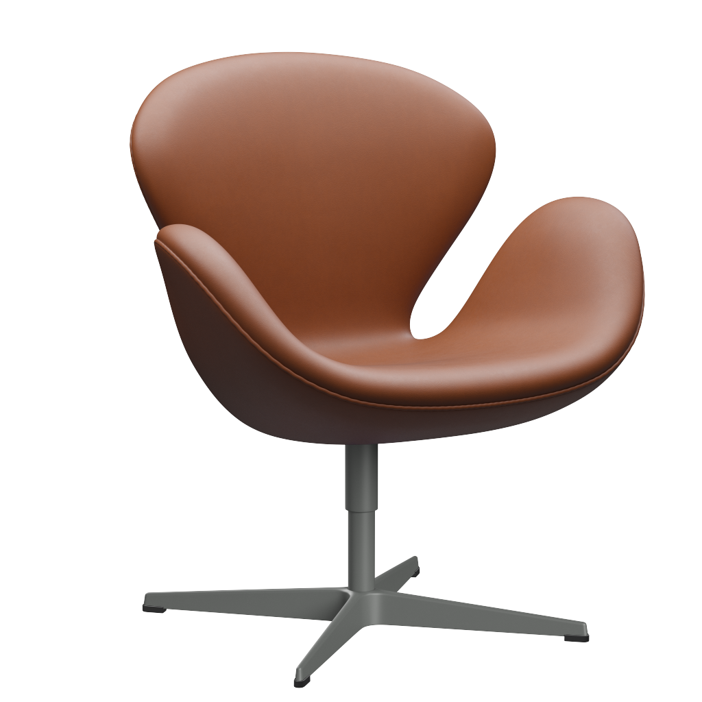 3320 Svanen loungestol, stel i silver grey af Arne Jacobsen - Essential Leder - Walnut - Jacobsen Plus