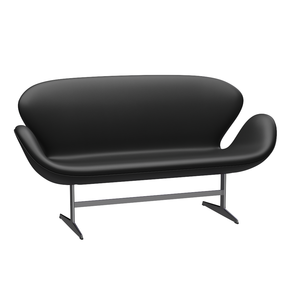 3321 Svanesofa af Arne Jacobsen - Aura læder - Black - Jacobsen Plus
