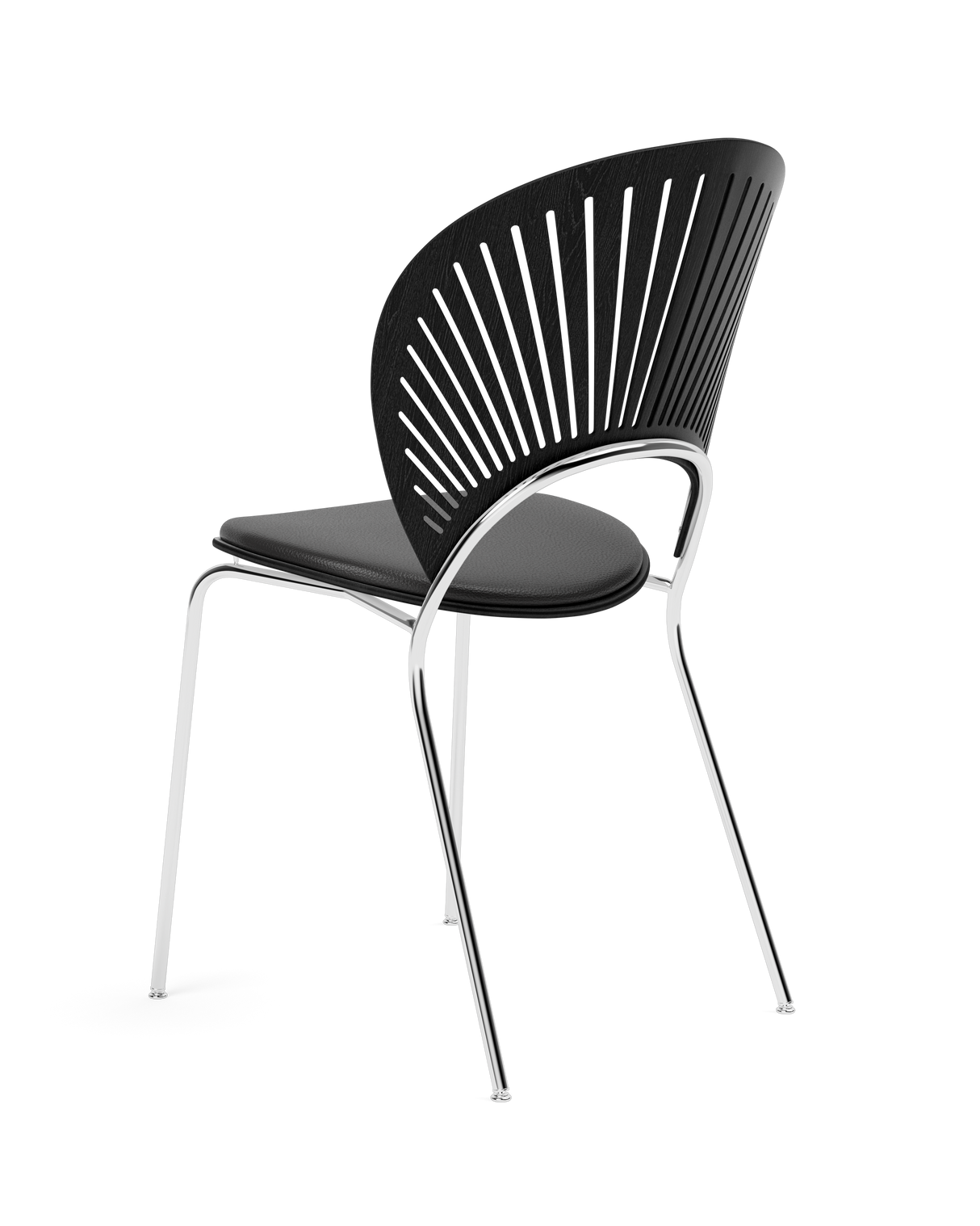 Trinidad stol m. sort læder på sæde fra Fredericia Furniture - 3 - Jacobsen Plus
