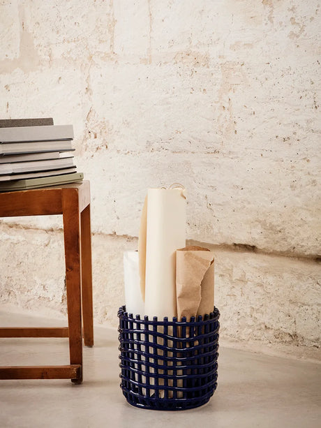 Ceramic Basket, large von Ferm Living - Blau - Jacobsen Plus