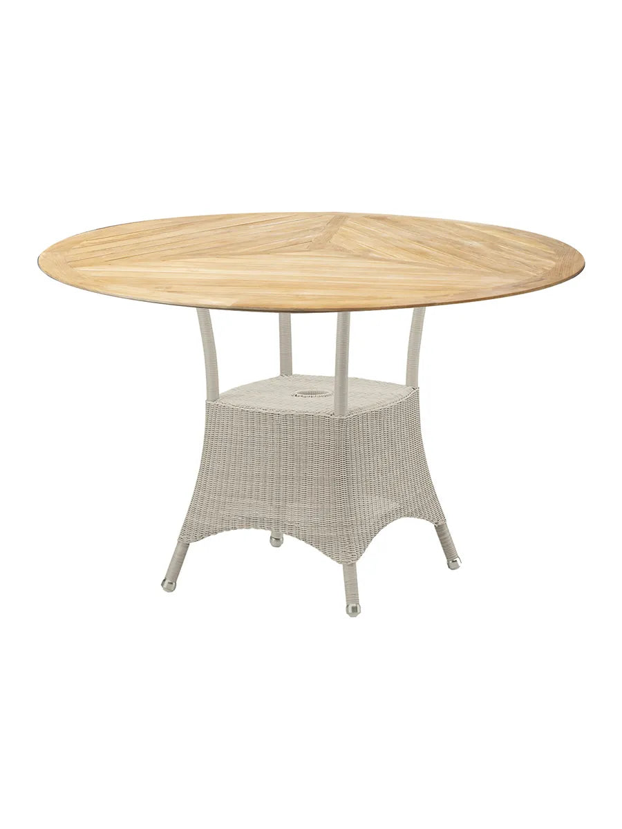 Lansing Havebord, lille fra Cane-line - Sand / Inkl. bordplade i teak - Jacobsen Plus