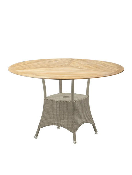 Lansing Havebord, lille fra Cane-line - Taupe / Inkl. bordplade i teak - Jacobsen Plus