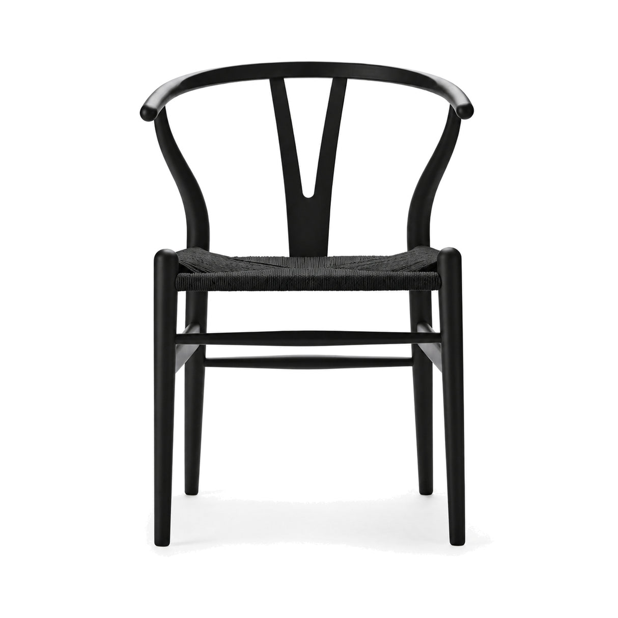 Wishbone Chair CH24 Schwarz bemalt Buche, Glanz 20 mit schwarz Geflecht von Hans J. Wegner - 1 - Jacobsen Plus