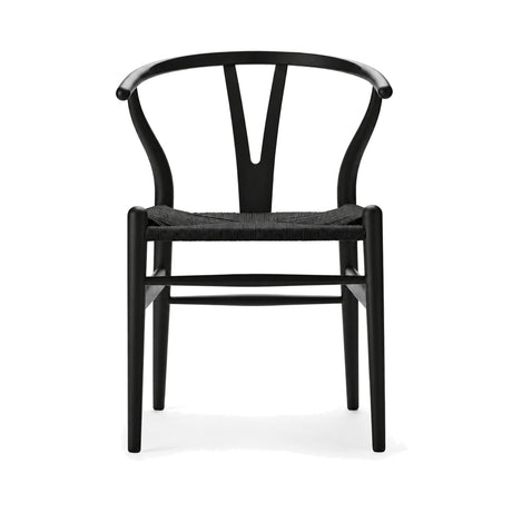 Wishbone Chair CH24 Schwarz bemalt Buche, Glanz 20 mit schwarz Geflecht von Hans J. Wegner - 1 - Jacobsen Plus