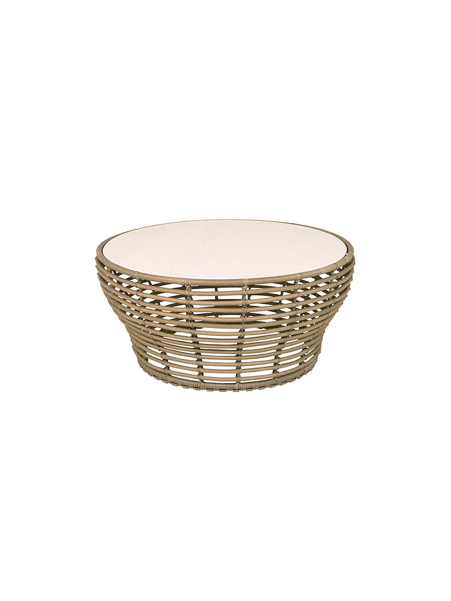 Basket Sofabord fra Cane-line - Stor - H45 x Ø95 cm / Natural-Travertine look - Jacobsen Plus