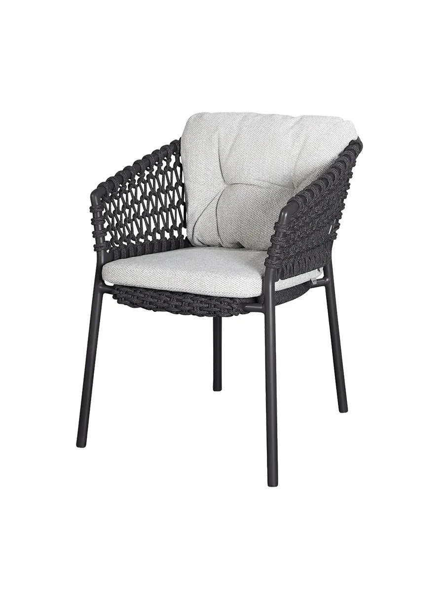 Ocean Stol, Soft Rope fra Cane-line - Dark grey / Light brown, Cane-line Wove - Jacobsen Plus